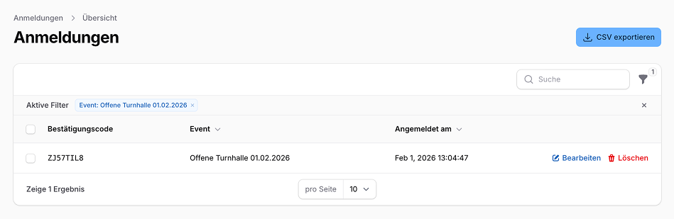 Screenshot: Live-Übersicht